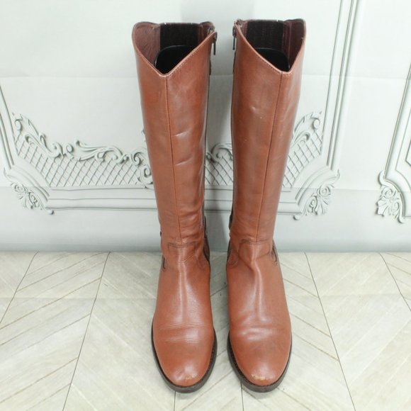 Milano Martignana Brown Leather Side Zipper Buckled Tall Riding Boots Size 9 - Picture 5 of 9
